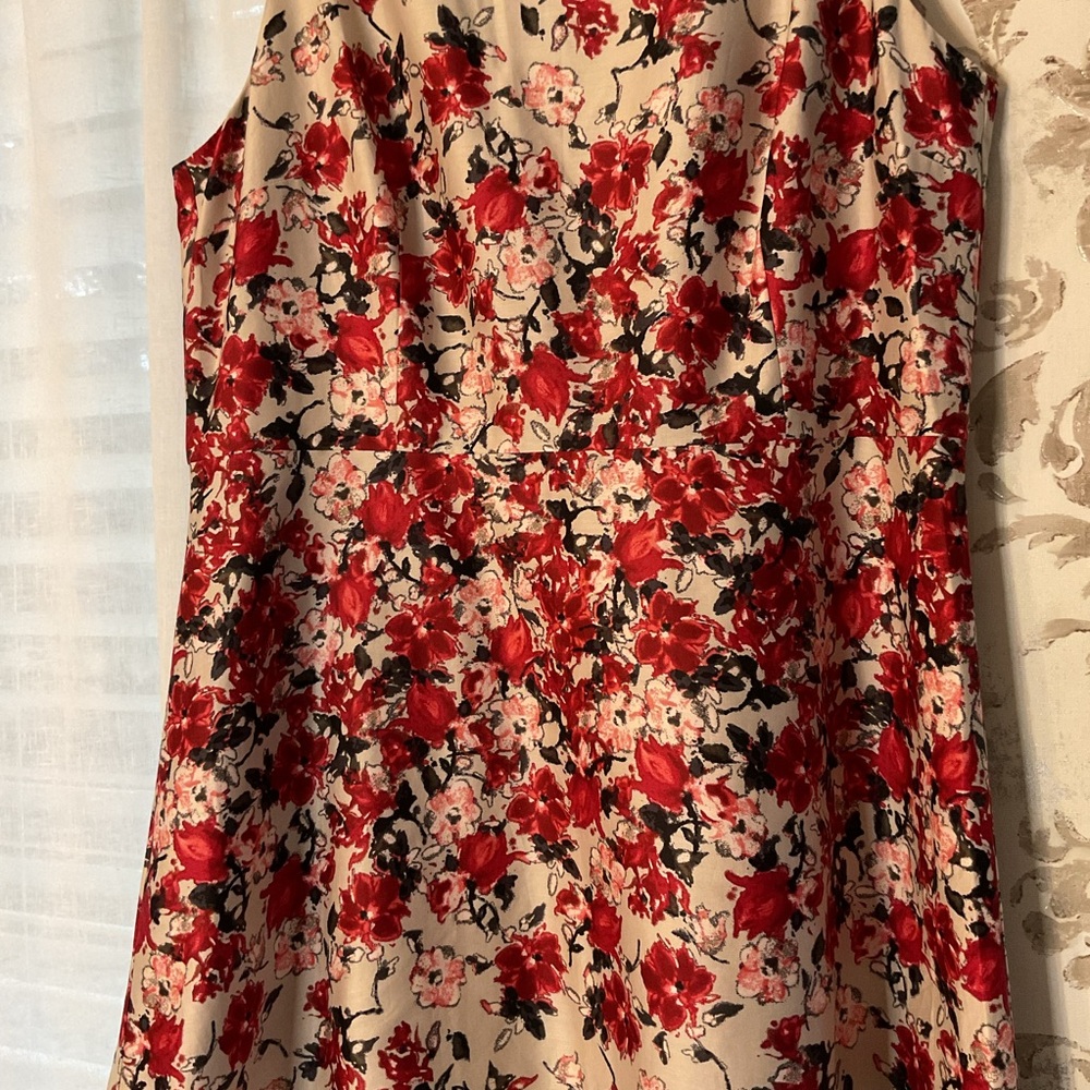 LOFT Cream Mini Dress with Red Floral Print - Picture 2 of 5